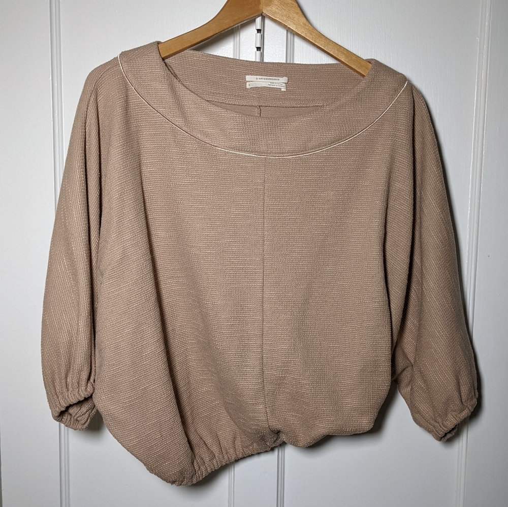 Textured Cotton Cropped Anthropologie Blouse